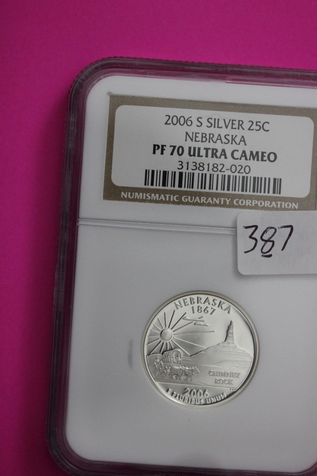 2006 S PF 70 Nebraska Silver State Quarter NGC Certified Authentic Slab 387