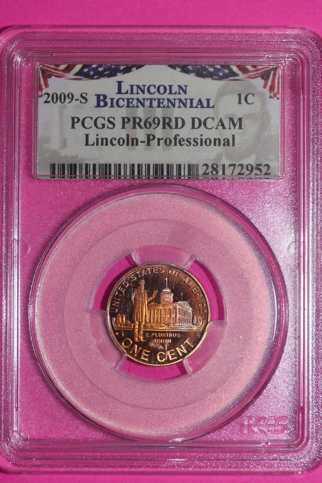 Toned 2009 S PR 69 Red Abraham Lincoln Professional DCAM PCGS Certified 1283