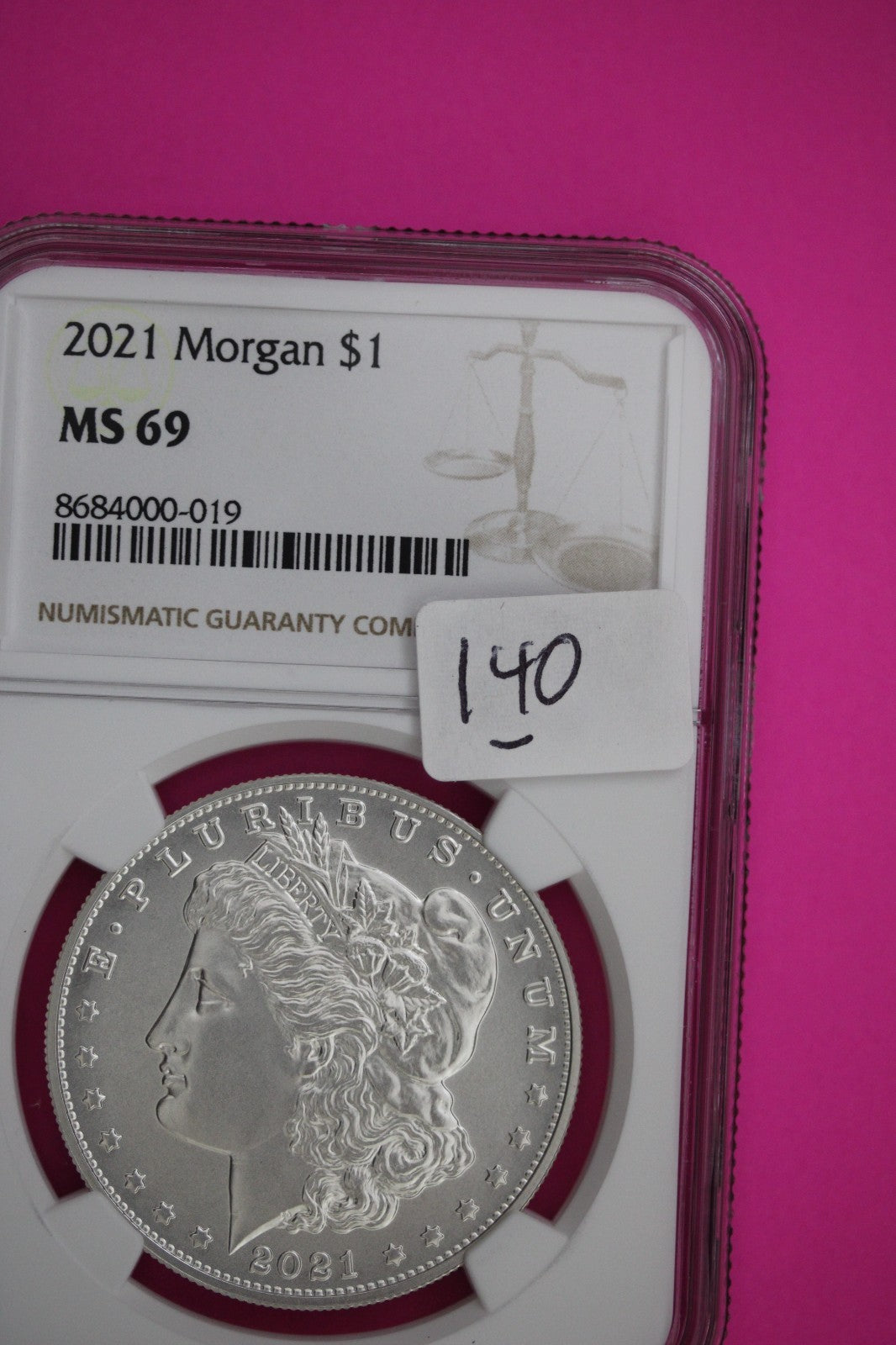 2021 P MS 69 Morgan Silver Dollar NGC Authentic Certified Graded Coin Slab 140