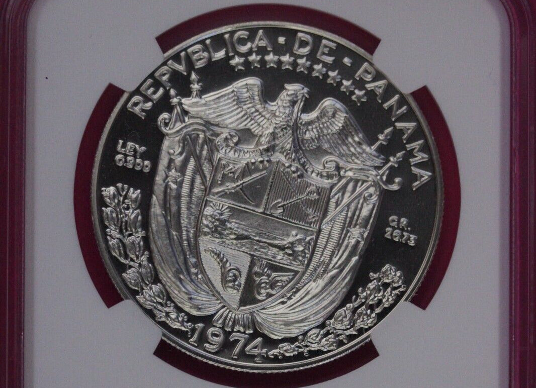 1974 Panama PF 67 Cameo Proof Silver Balboa NGC Certified Graded Slab 1079