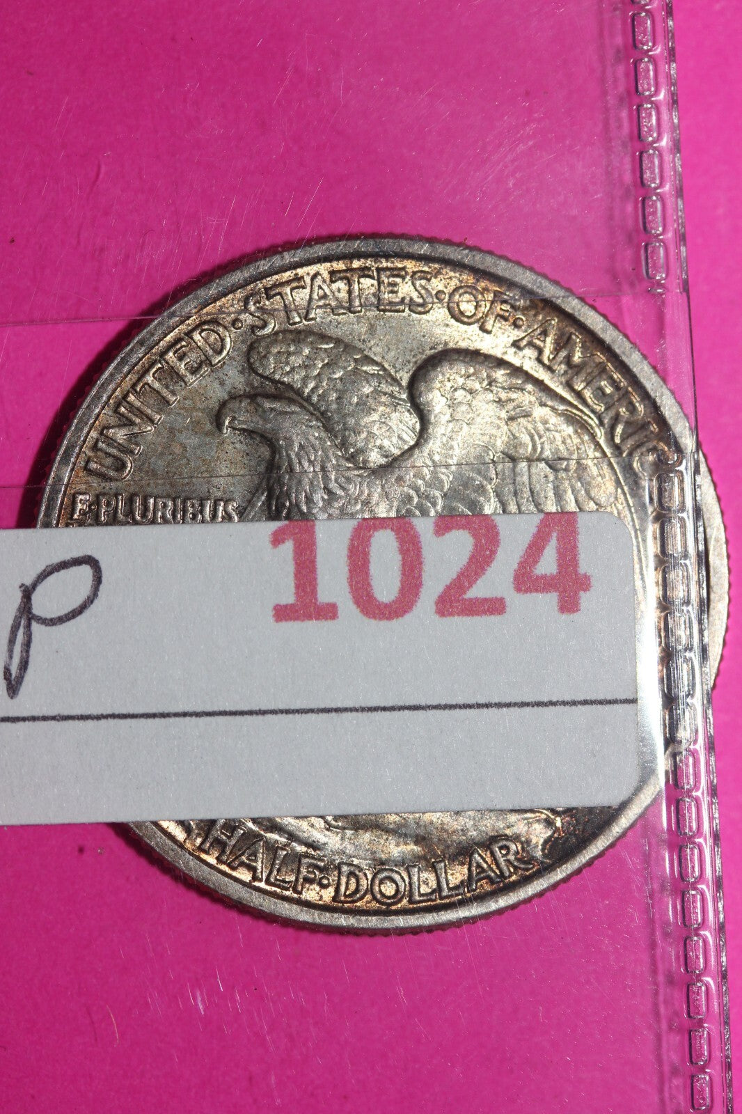 Rainbow Toned Hi Grade 1943 P Walking Liberty Silver Half Dollar Authentic 1024