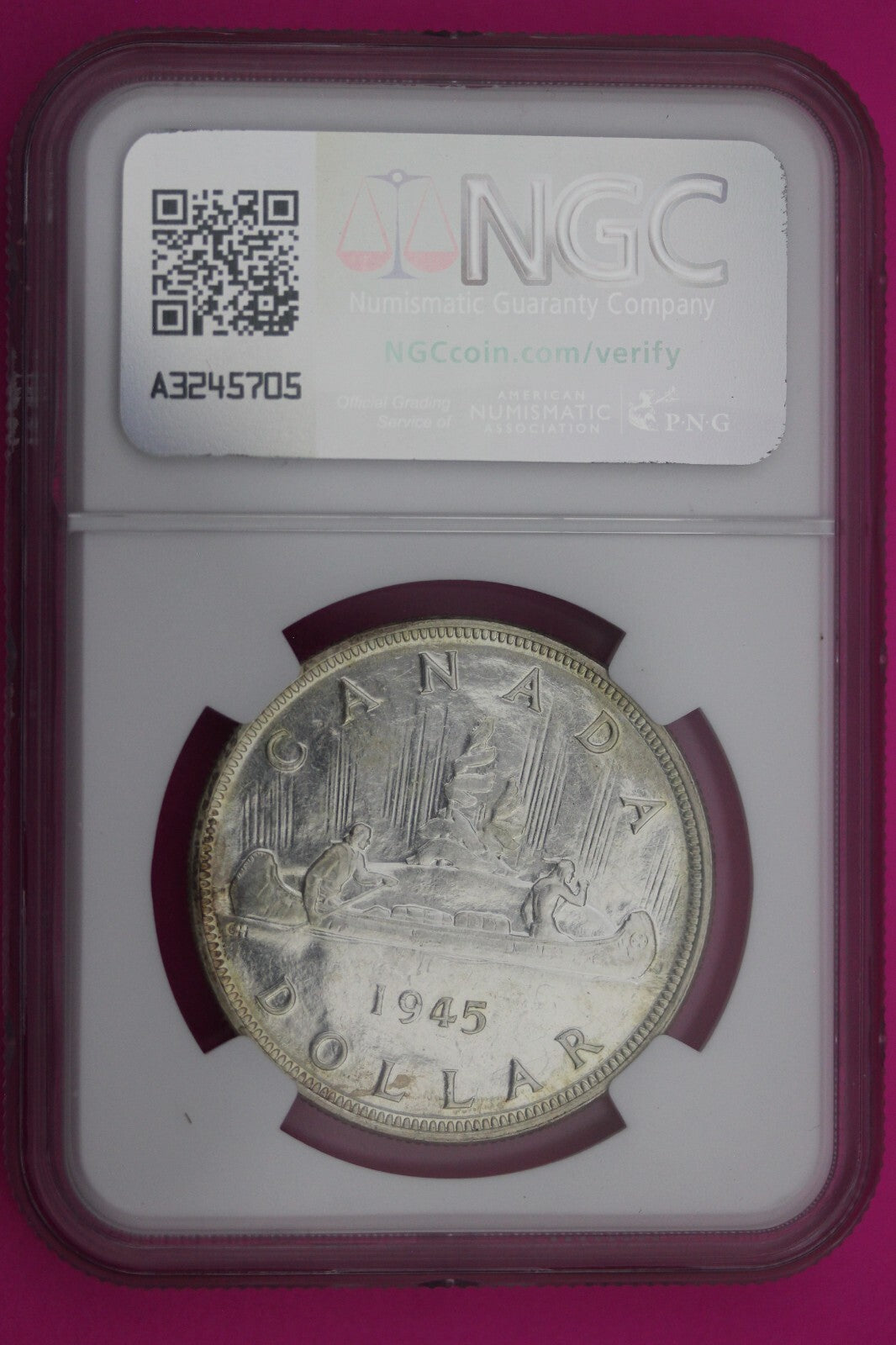 1945 AU Details Canada Silver Dollar OBV Cleaned NGC Certified Authentic 184
