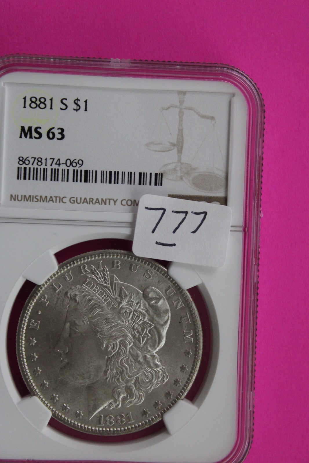 1881 S MS 63 Liberty Morgan Silver Dollar NGC Certified Graded Authentic 777
