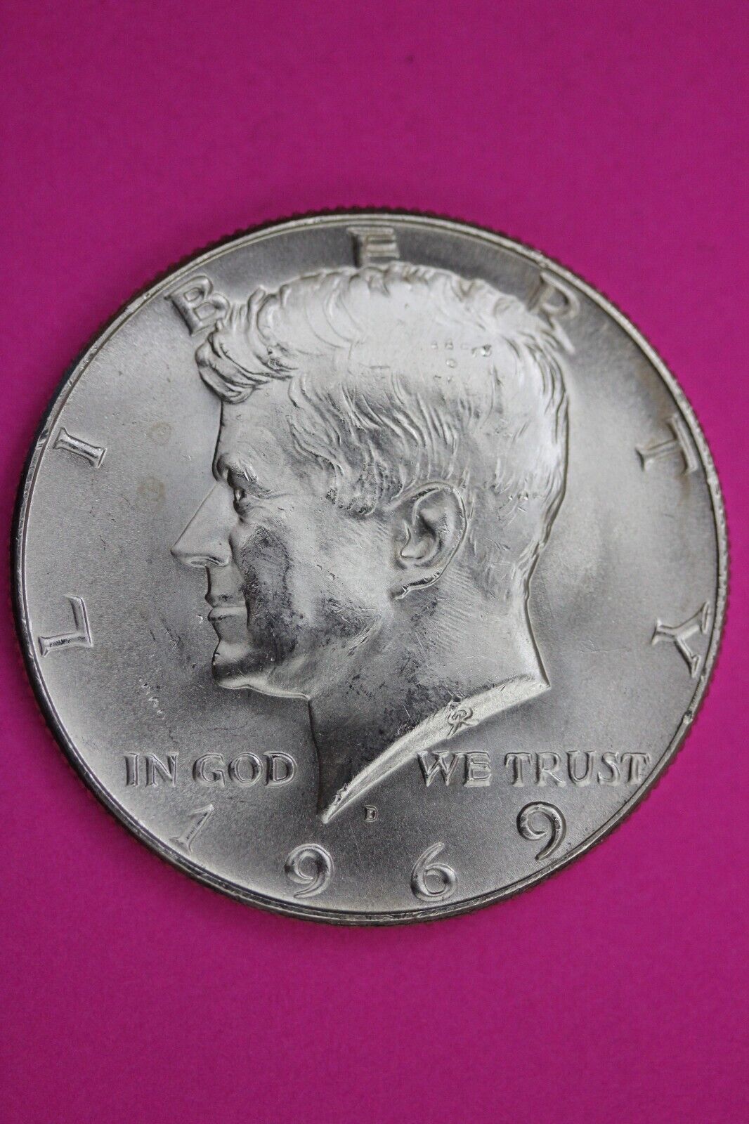 Gem BU 1969 D John F Kennedy Half Dollar 40% Silver Same Coin In Pics TOM 01