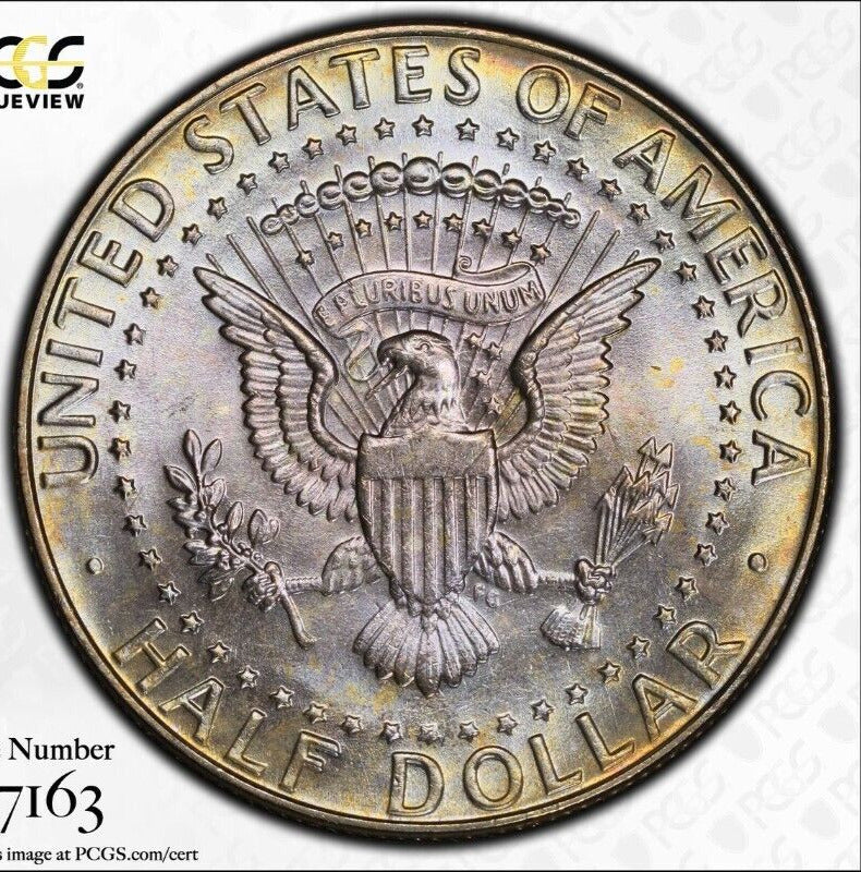 Neon Toned 1990 D MS 65+ John Kennedy Half Dollar PCGS Trueview Slab 1060