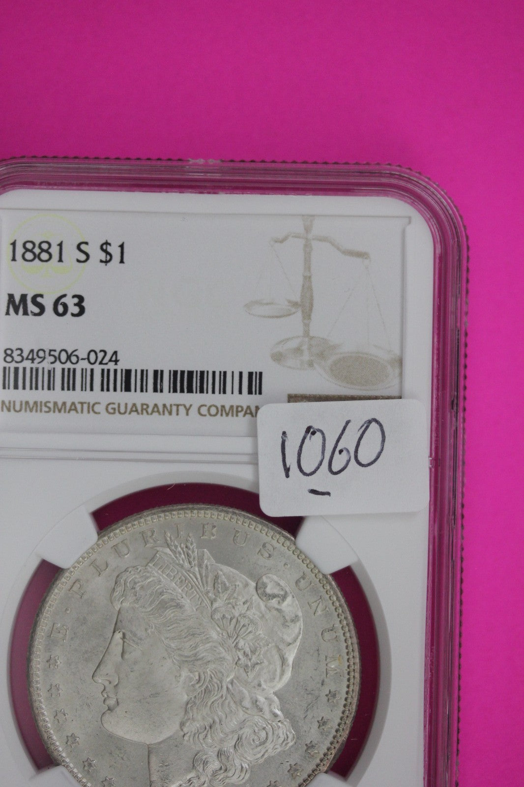 1881 S MS 63 Liberty Morgan Silver Dollar NGC Certified Graded Authentic 1060