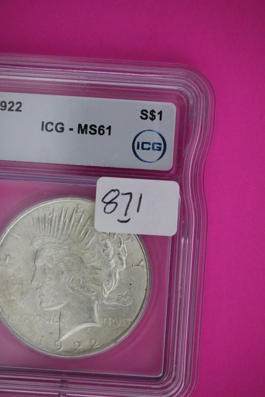 1922 P MS 61 Liberty Peace Silver Dollar ICG Certified Graded Authentic Slab 871