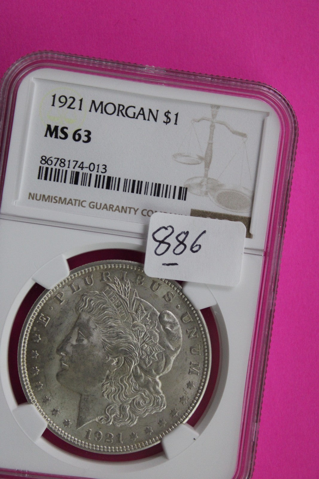 1921 P MS 63 Liberty Morgan Silver Dollar NGC Certified Graded Authentic 886