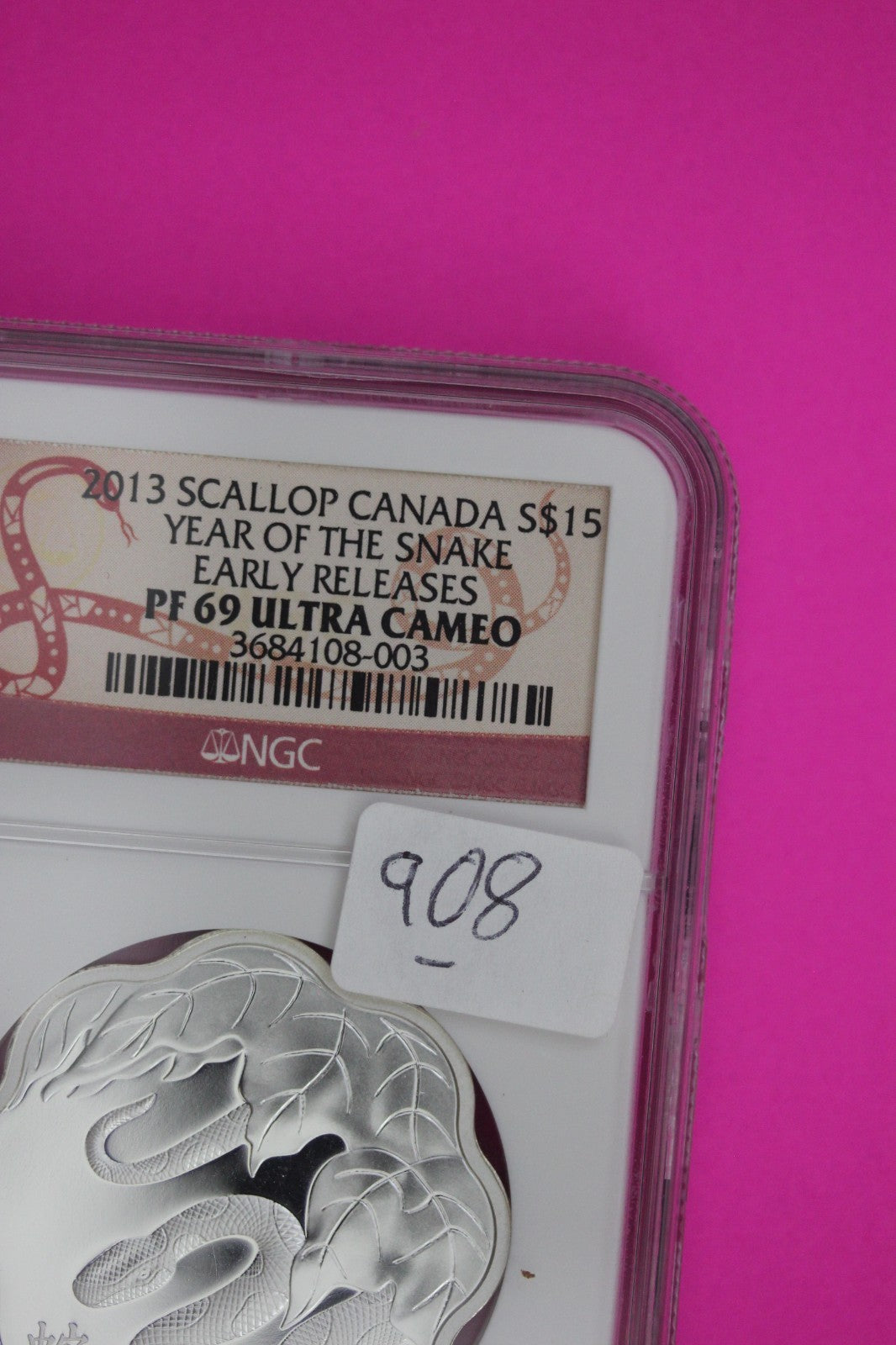 2013 PF 69 Scallop Year Of the Snake Canada 1 OZ Silver $15 NGC Certified 908