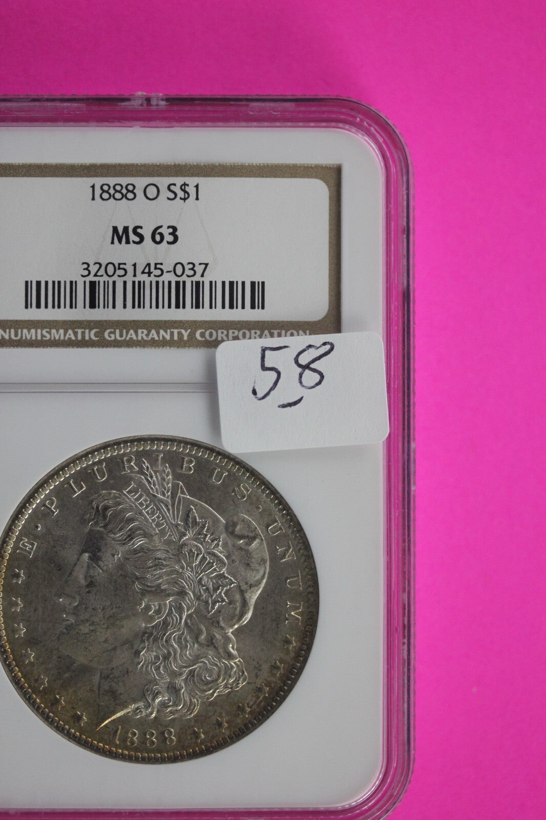 1888 O MS 63 Liberty Morgan Silver Dollar NGC Certified Graded Slab 58