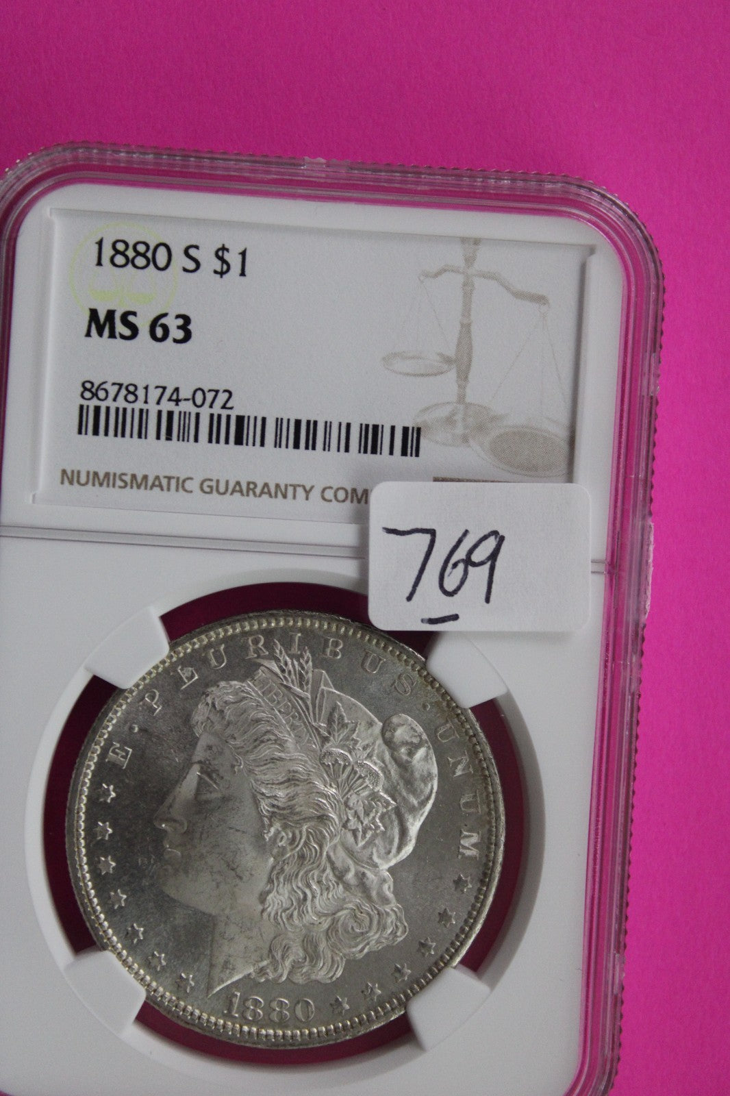 1880 S MS 63 Liberty Morgan Silver Dollar NGC Certified Graded Authentic 769