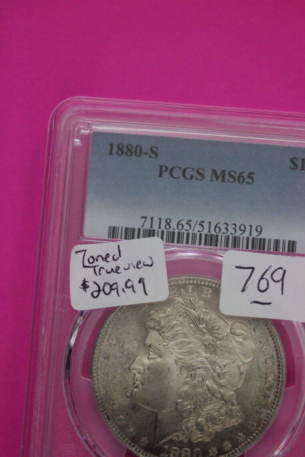 Nicely Toned 1880 S MS 65 Liberty Morgan Silver Dollar PCGS Certified Slab 769