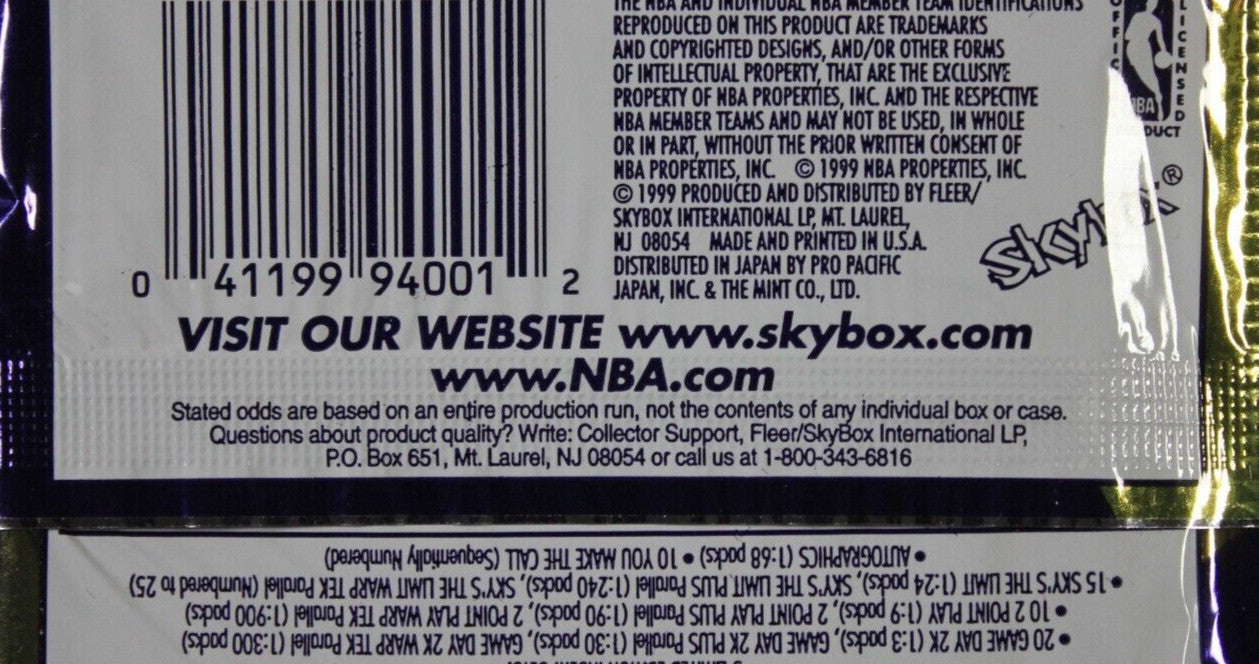 Rare 1999-2000 Skybox Dominion NBA Basketball Hobby Pack Exact Pack In Pics 6018