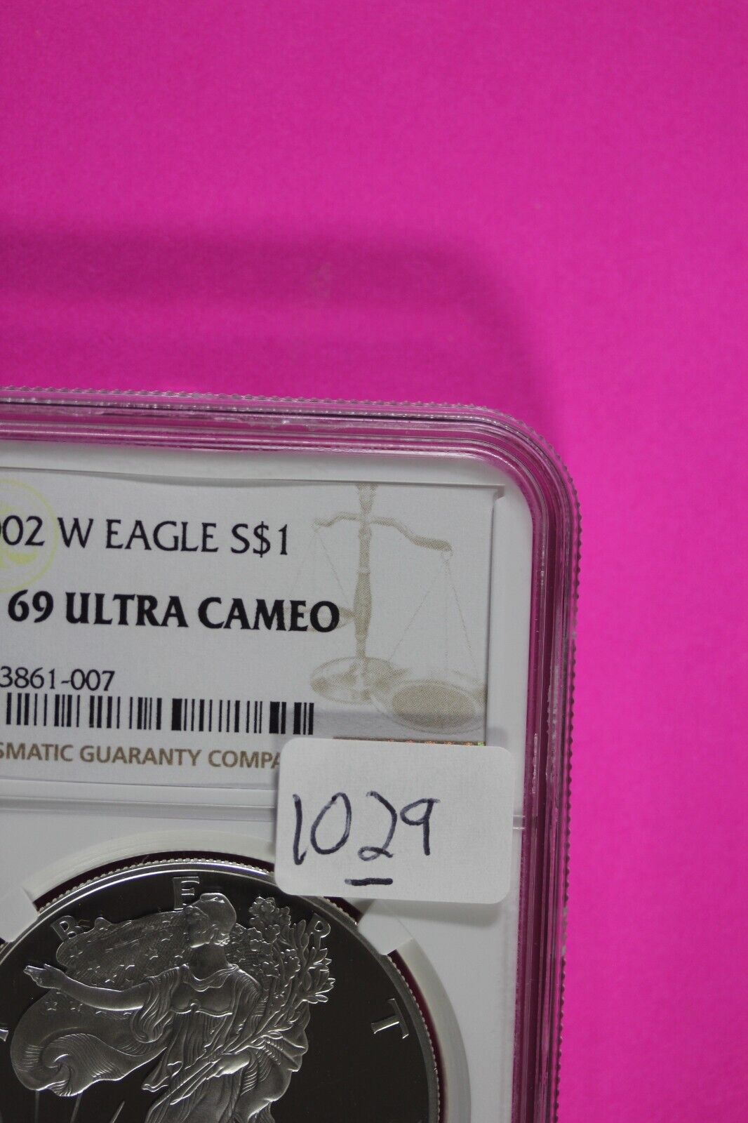 2002 W PF 69 Silver American Eagle Deep Cameo Authentic Proof Coin NGC Slab 1029