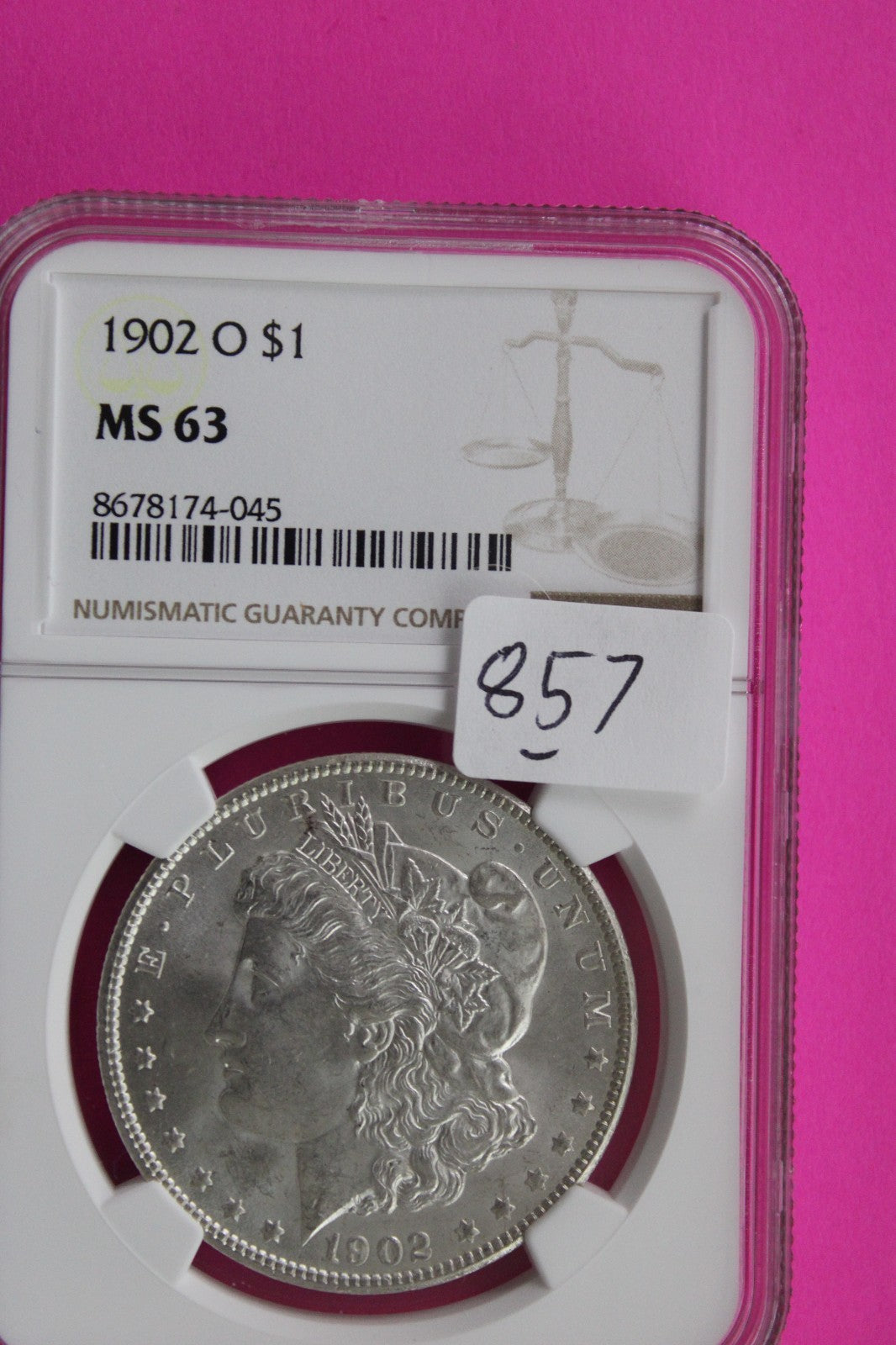 1902 O MS 63 Liberty Morgan Silver Dollar NGC Certified Graded Authentic 857