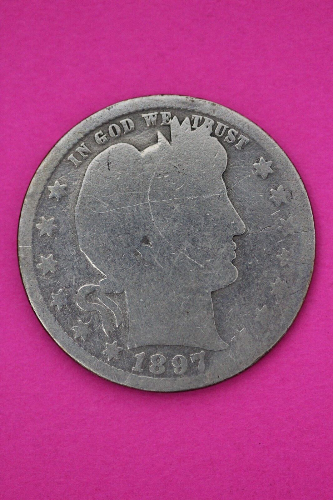 1897 O Barber Liberty Silver Quarter Scarce Semi Key Date New Orleans Mint 78