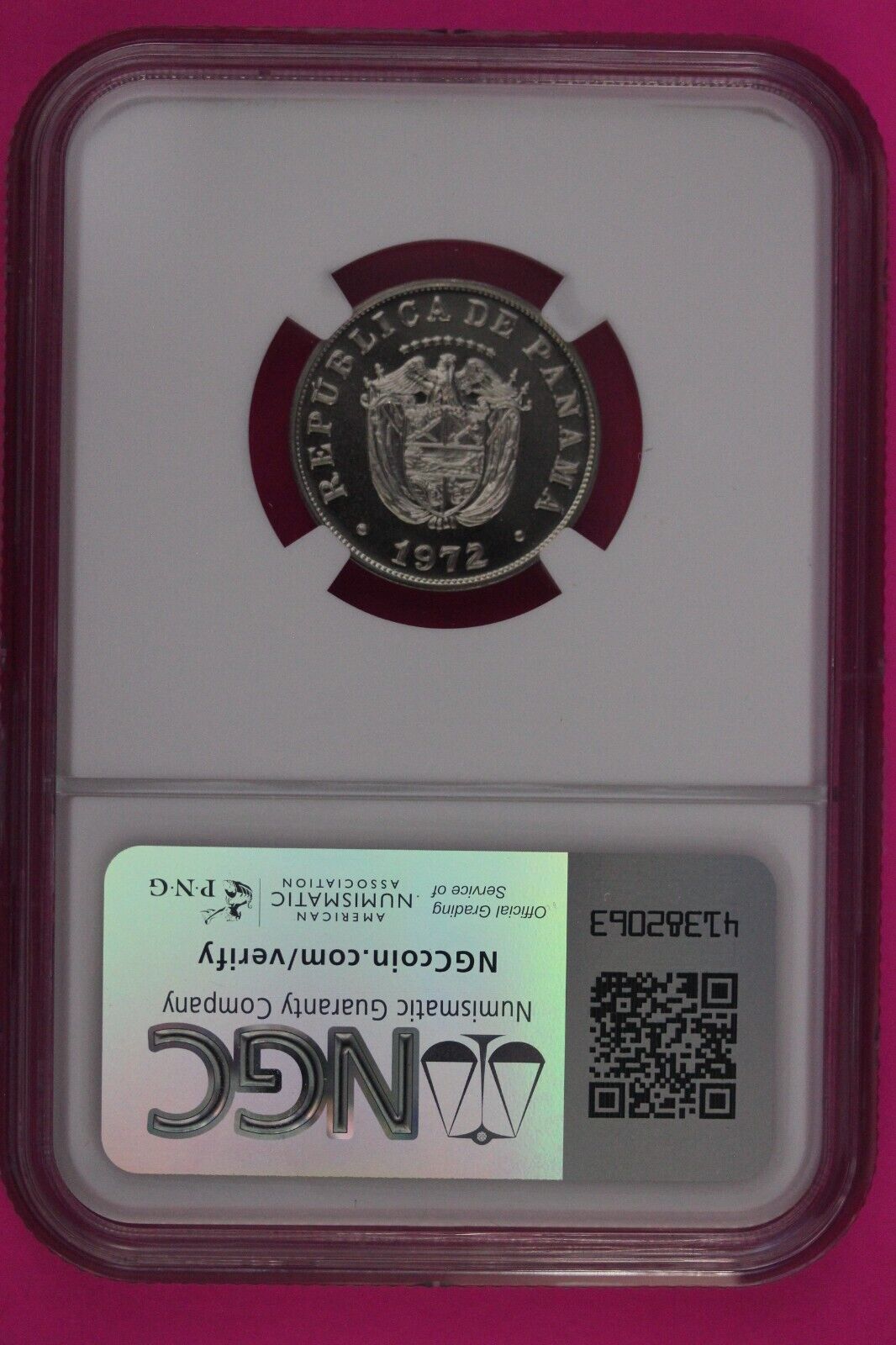 1972 Panama PF 69 Ultra Cameo Proof 5 Centesimos NGC Certified Graded Slab 857