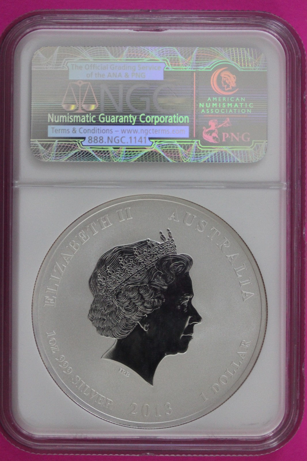 2013 P MS 69 Australia Year Of The Snake $1 Silver Coin NGC Certified Slab 954
