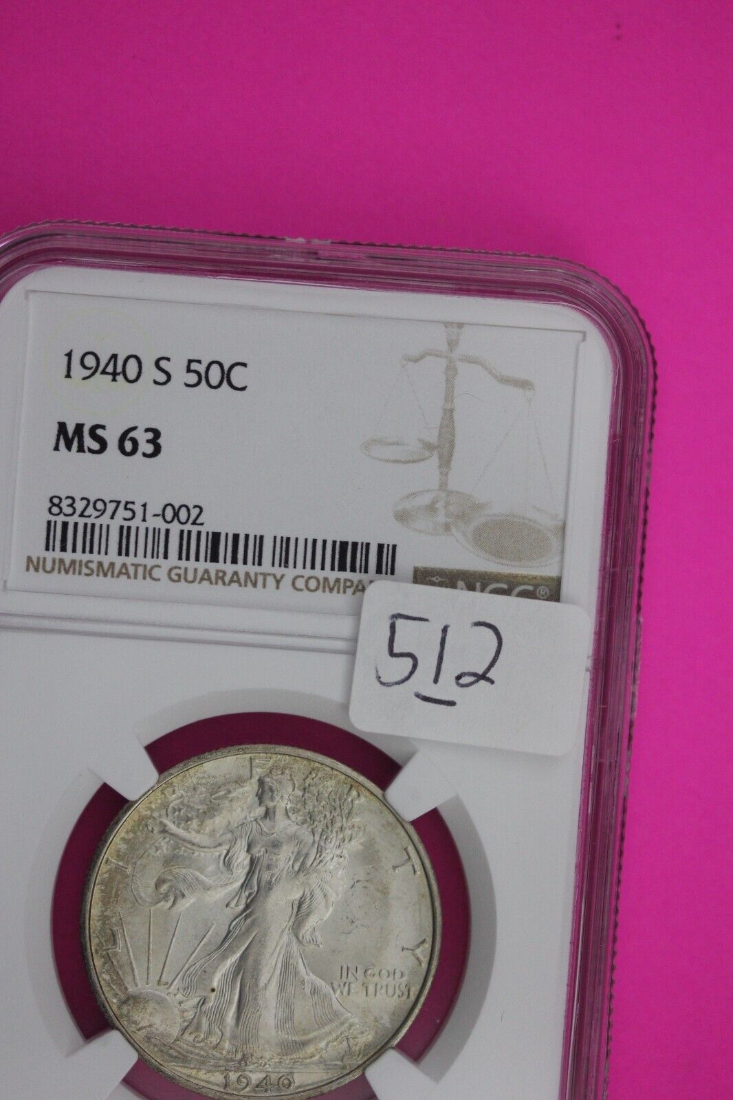 1940 S MS 63 Walking Liberty Half Dollar NGC Graded Certified Authentic 512