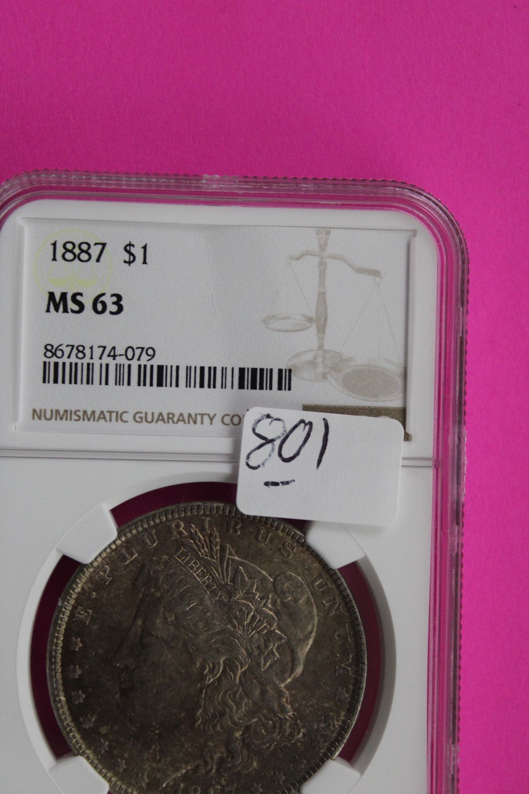 1887 P MS 63 Liberty Morgan Silver Dollar NGC Certified Graded Authentic 801