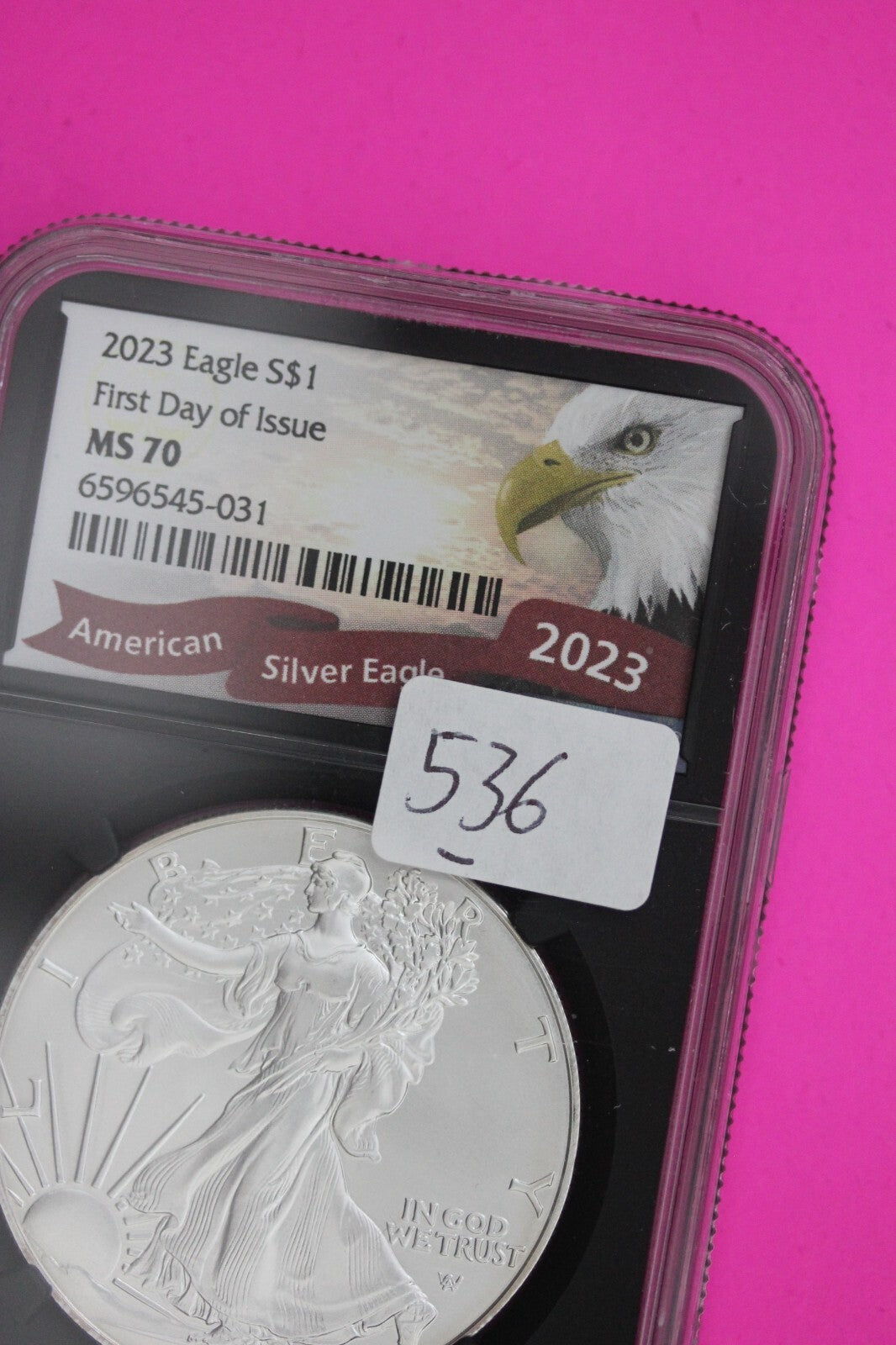 2023 MS 70 Silver Eagle Coin 1 OZ .999 NGC Certified Graded Authentic Slab 536