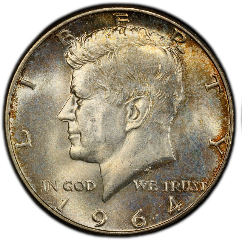 Toned 1964 P Silver MS 65 John F Kennedy Silver Half Dollar PCGS Graded 300
