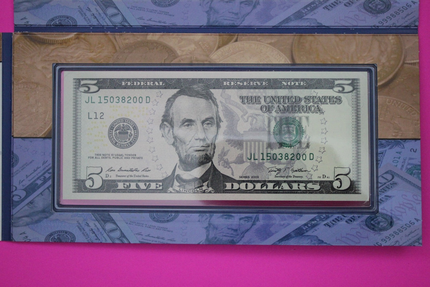 2012 Coin & Currency Set Proof 1 OZ .999 Fine Silver Eagle & $5 Note COA 9024