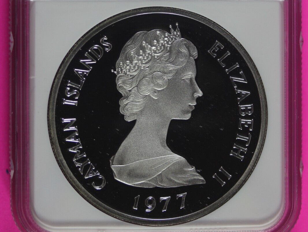 Top Pop 1977 PF 69 Cayman Islands Victoria $25 Dollars Silver Coin NGC Slab 540