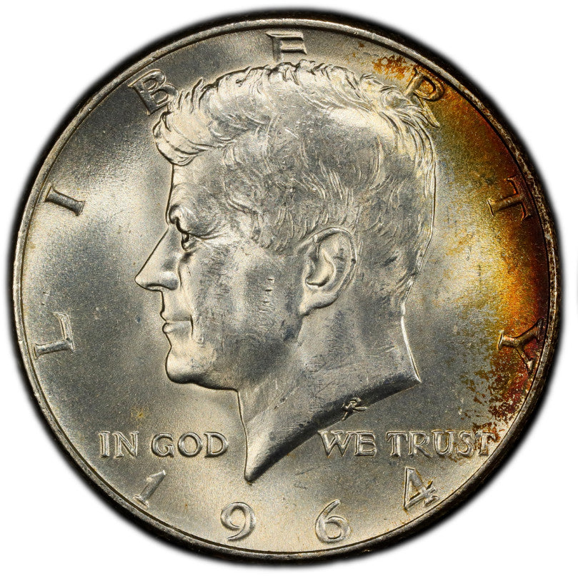 Toned 1964 P Silver MS 65 John F Kennedy Silver Half Dollar PCGS Graded 311