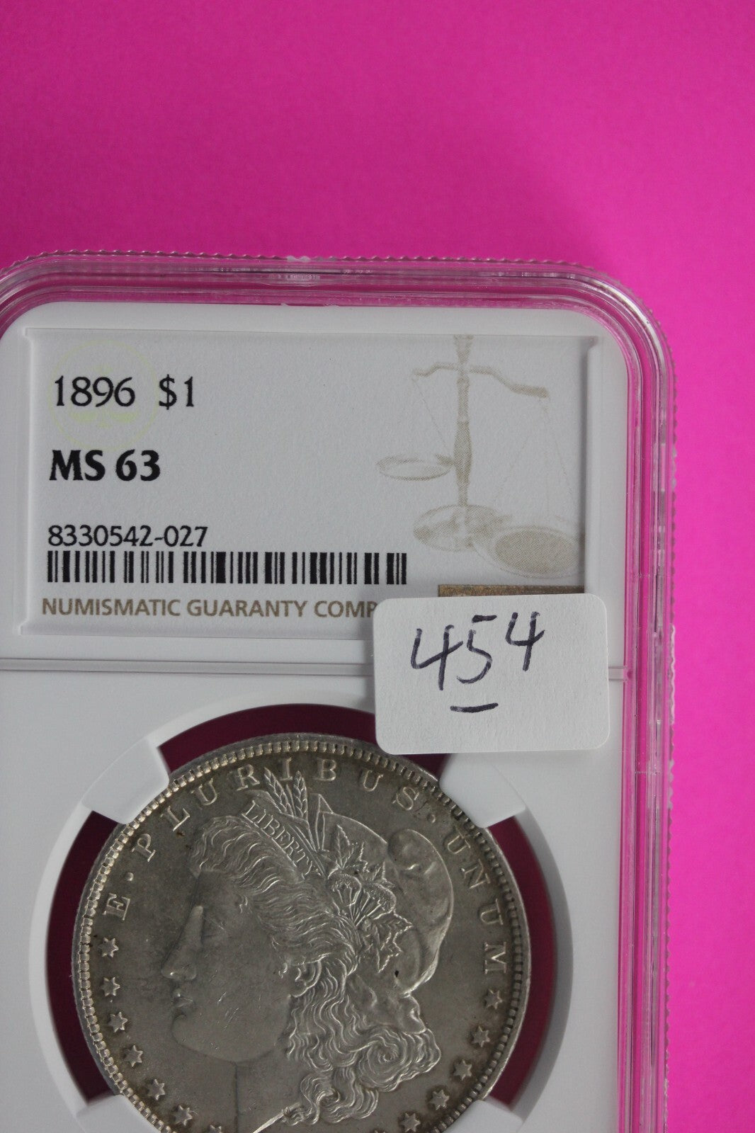 1896 P MS 63 Liberty Morgan Silver Dollar NGC Certified Graded Slab 454