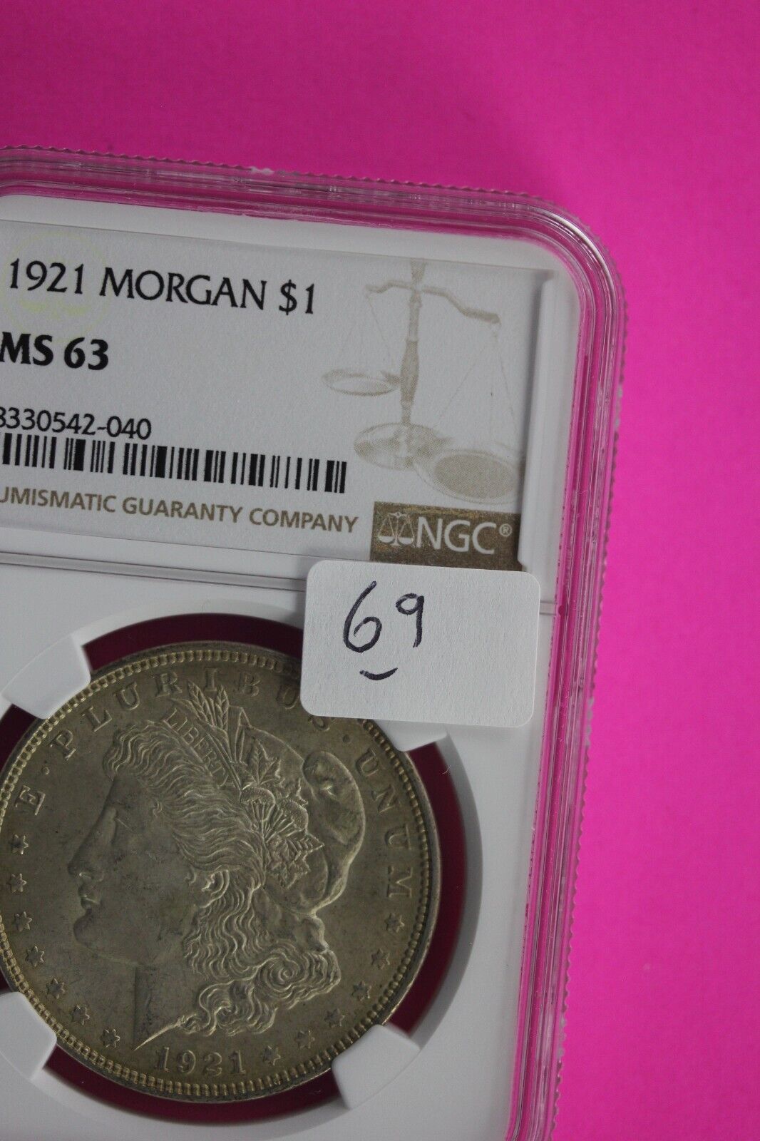 1921 P MS 63 Liberty Morgan Silver Dollar NGC Certified Graded Slab 69