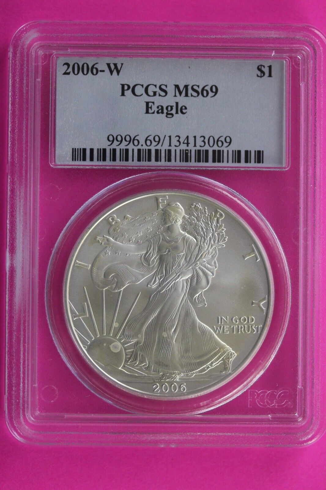 2006 W MS 69 Silver American Eagle PCGS Certified Certified Graded Slab 167