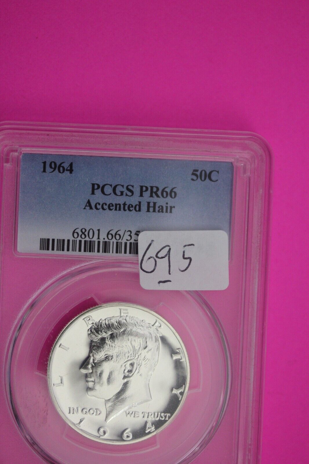 Accented Hair 1964 P PR 66 John Kennedy Half Dollar PCGS Slab Free Shipping 695