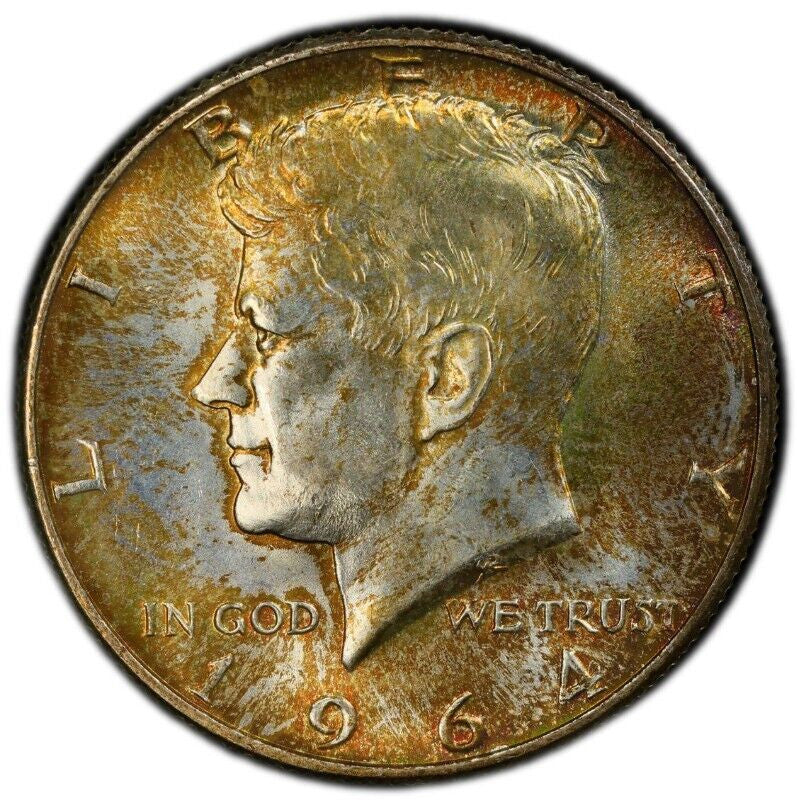 Toned 1964 D Silver MS 65 John F Kennedy Silver Half Dollar PCGS Graded 297