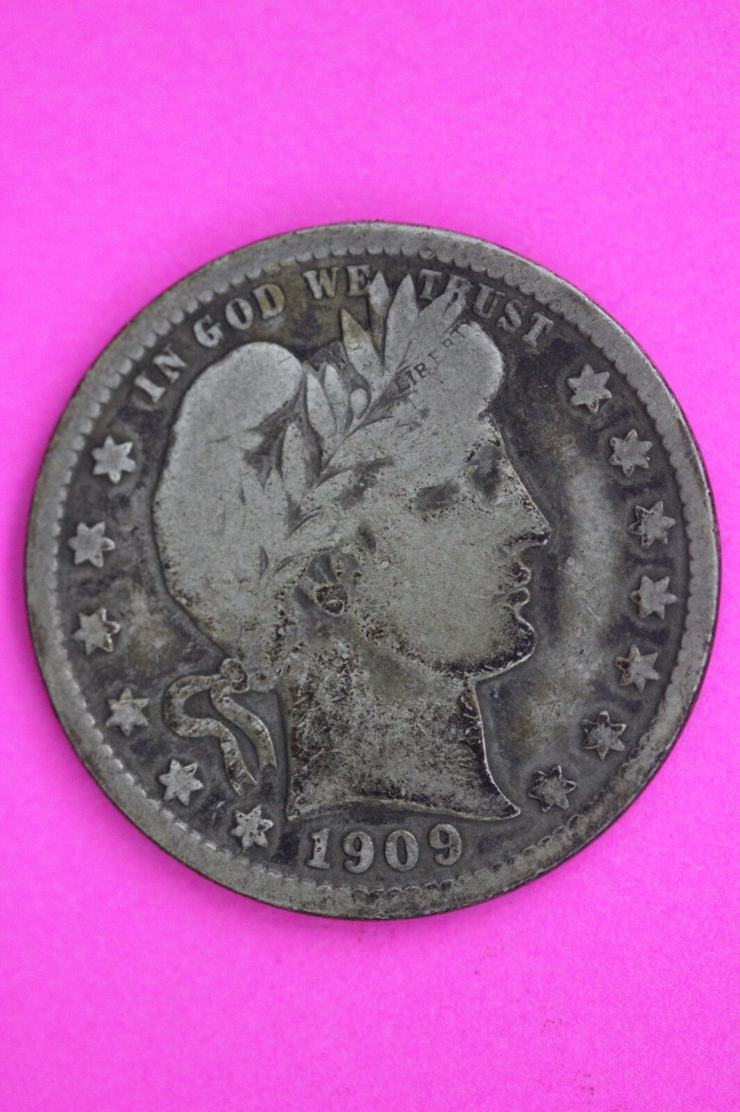 1909 S Barber Liberty Silver Quarter Guaranteed Authentic & Genuine Coin 0600N