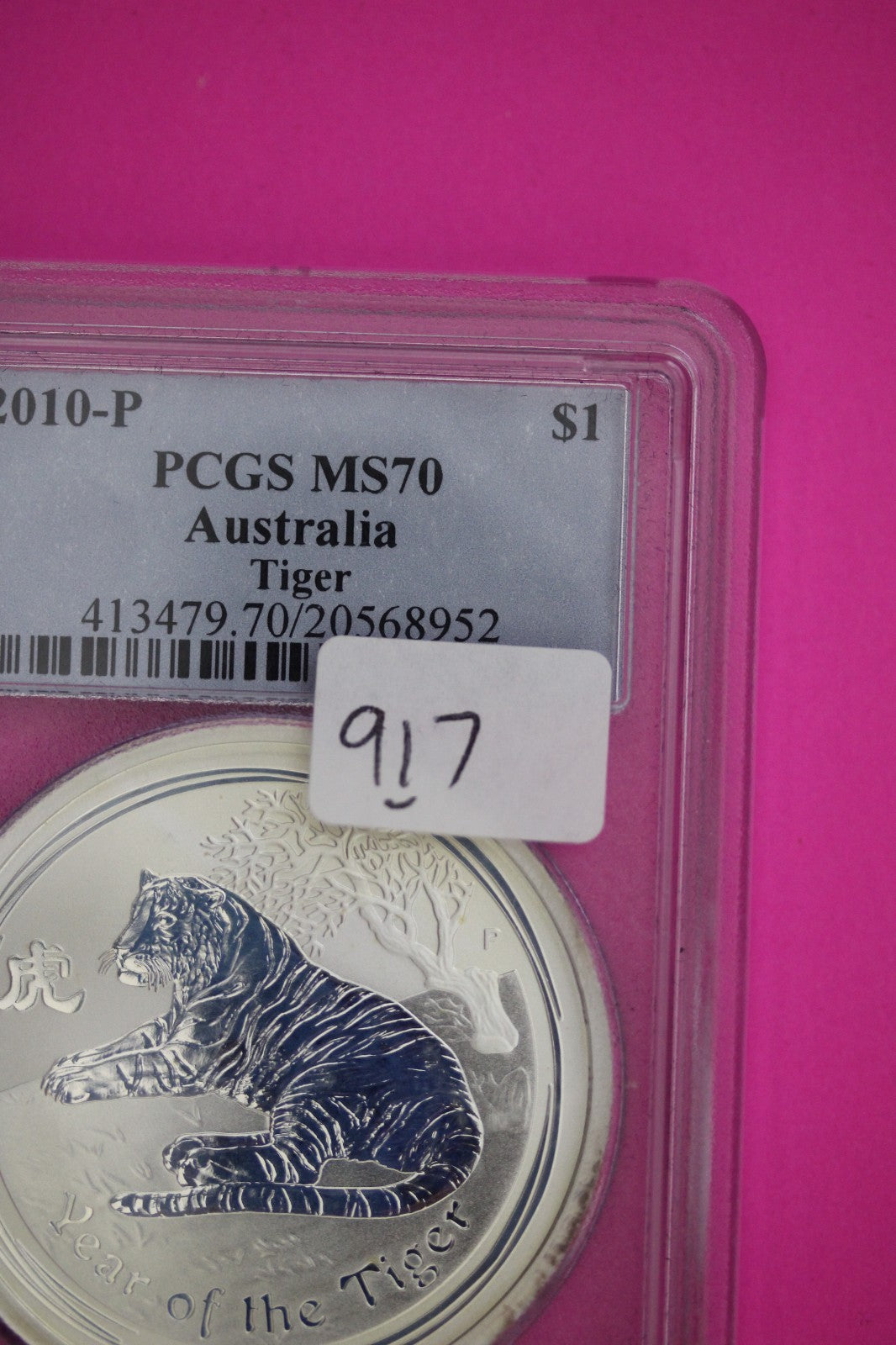 2010 MS 70 Australia Year Of The Tiger 1 OZ .999 Silver PCGS Certified Slab 917