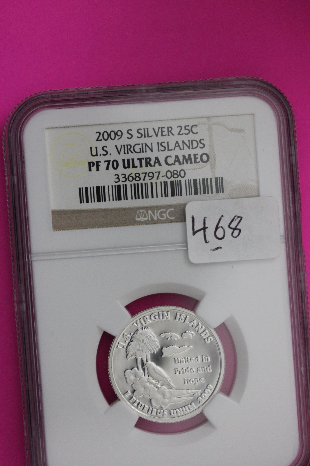 2009 S PF 70 Virgin Islands Silver State Quarter NGC Certified Authentic 468