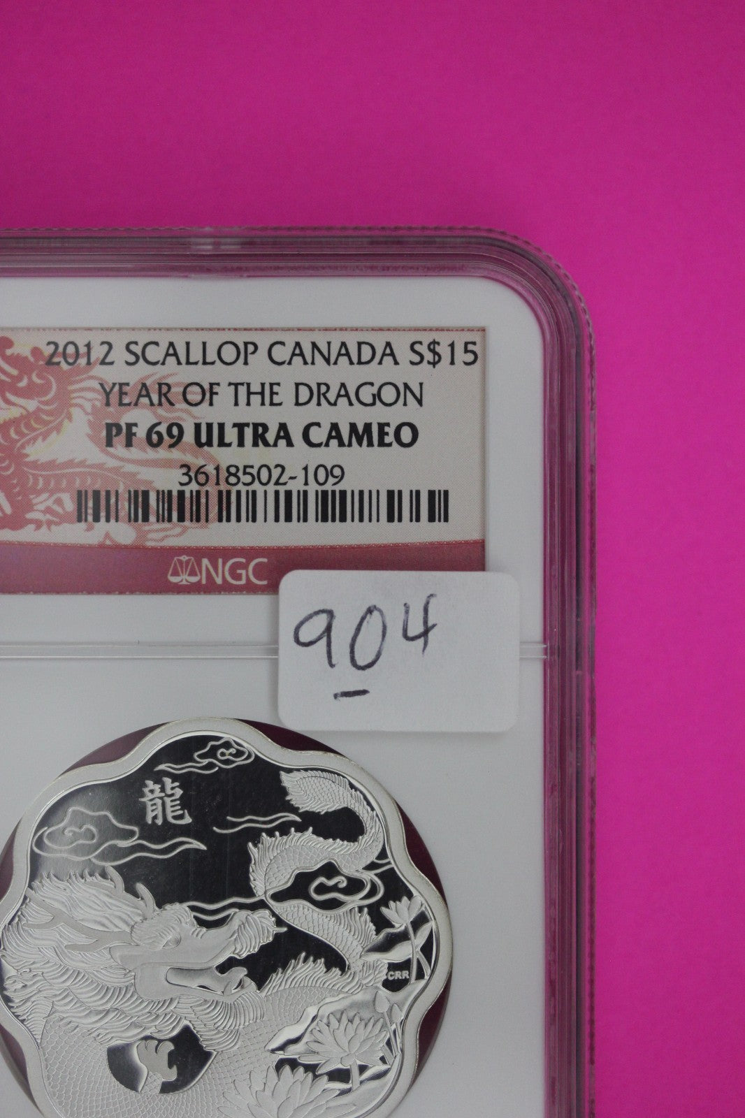 2012 PF 69 Scallop Year Of the Dragon Canada 1 OZ Silver $15 NGC Certified 904