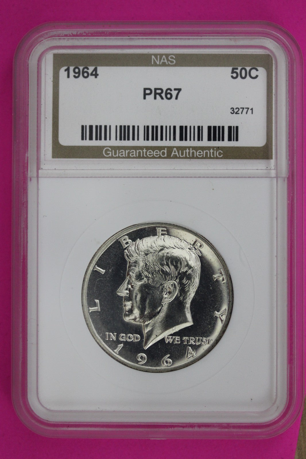 Accented Hair ?? 1964 Proof John F Kennedy Silver Half Dollar Spot Slab 1371