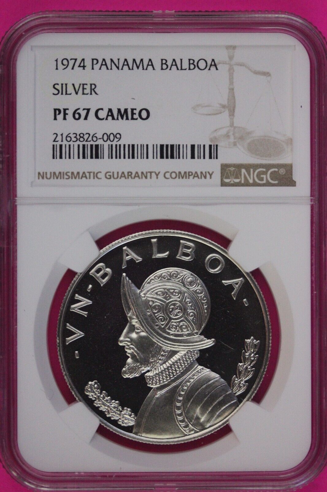 1974 Panama PF 67 Cameo Proof Silver Balboa NGC Certified Graded Slab 1079