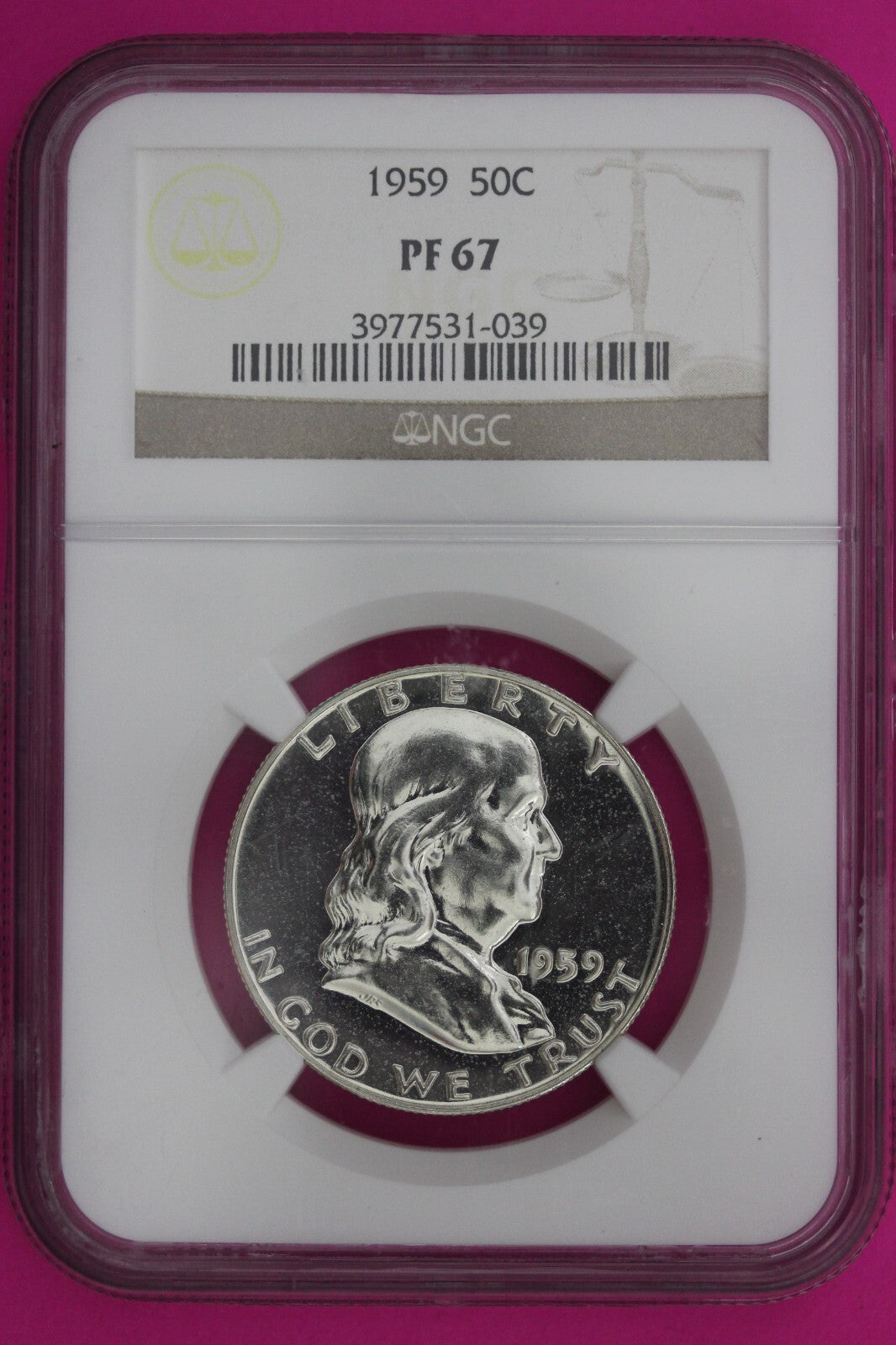 1959 PF 67 Ben Franklin Half Dollar NGC Graded Certified Authentic Slab 1140