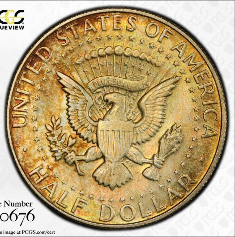 Toned 1968 D Silver MS 64 John F Kennedy Silver Half Dollar PCGS Graded Slab 150