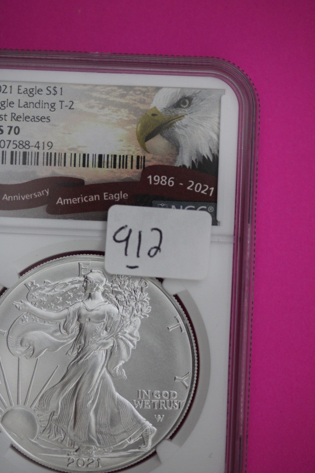 2021 T2 MS 70 Silver American Eagle 1 Ounce NGC Certified Graded Authentic 912