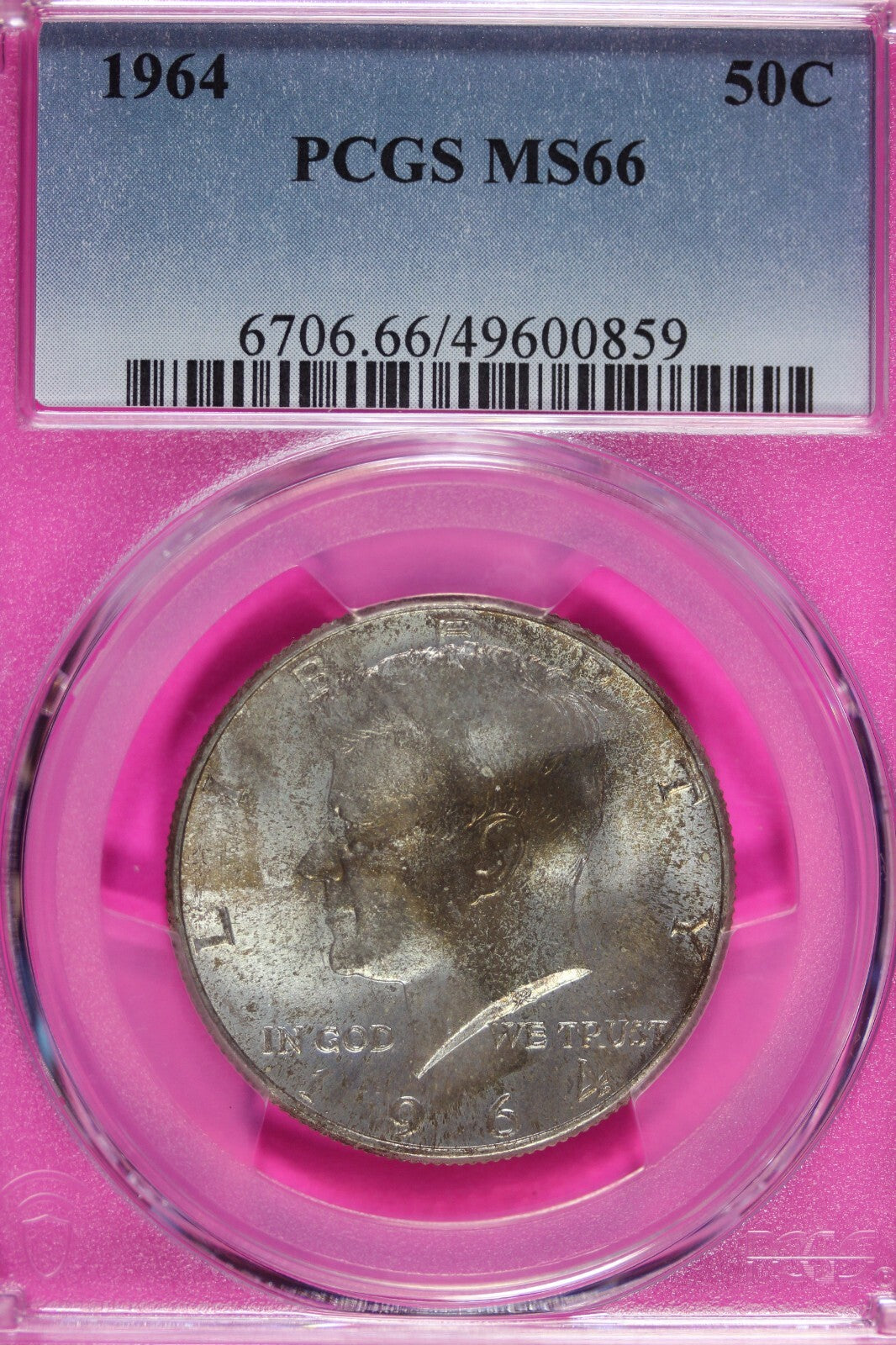 Toned 1964 P MS 66 John F Kennedy Silver Half Dollar PCGS Graded Authentic 161