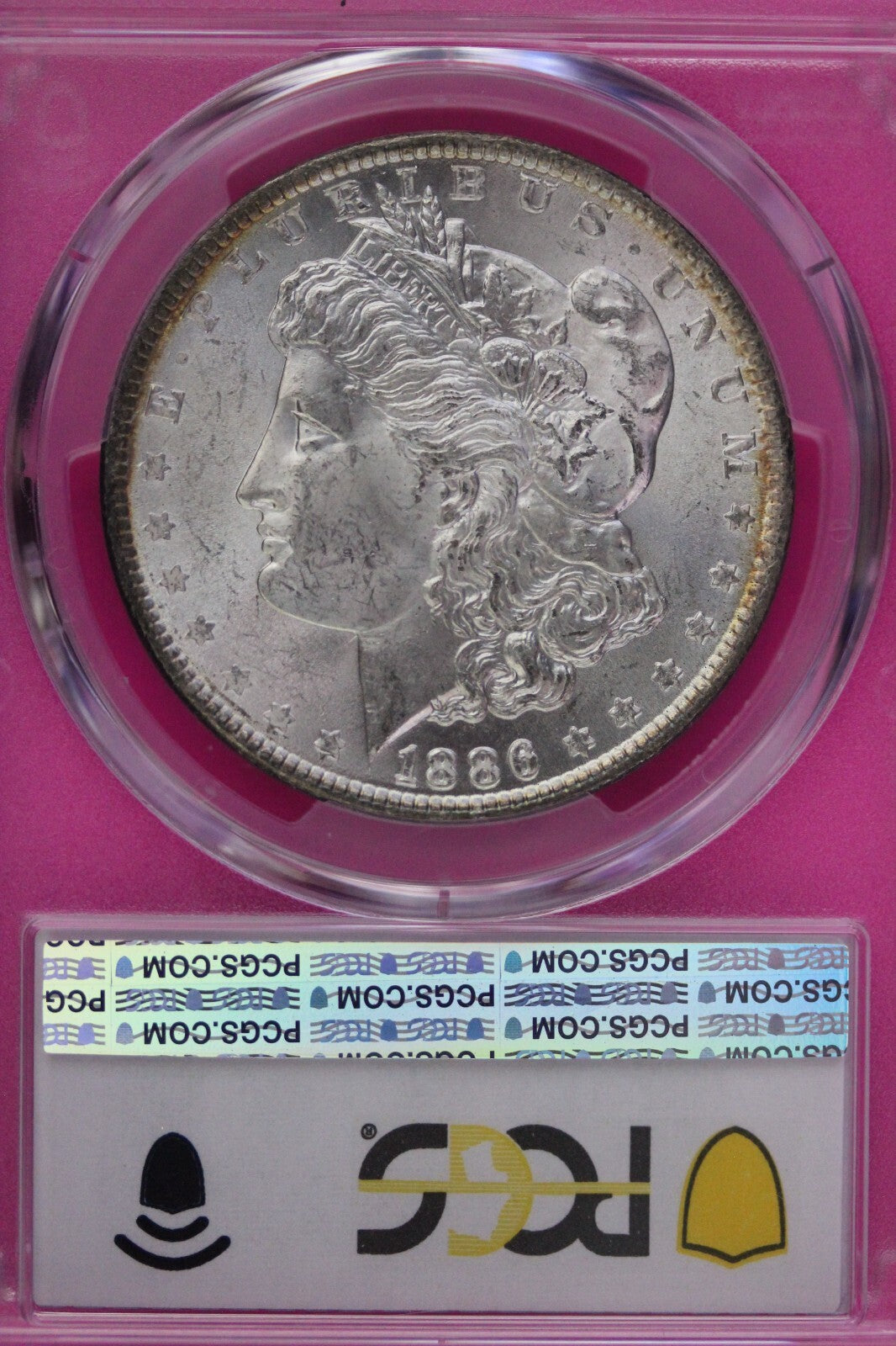 Toned 1886 P MS 64 Morgan Silver Dollar PCGS Graded Certified Authentic Slab 270