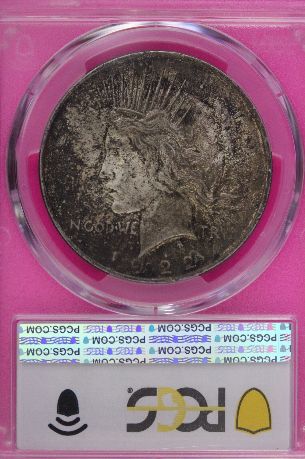 Toned 1922 P MS 64 Peace Silver Dollar PCGS Graded Certified Authentic Slab 358