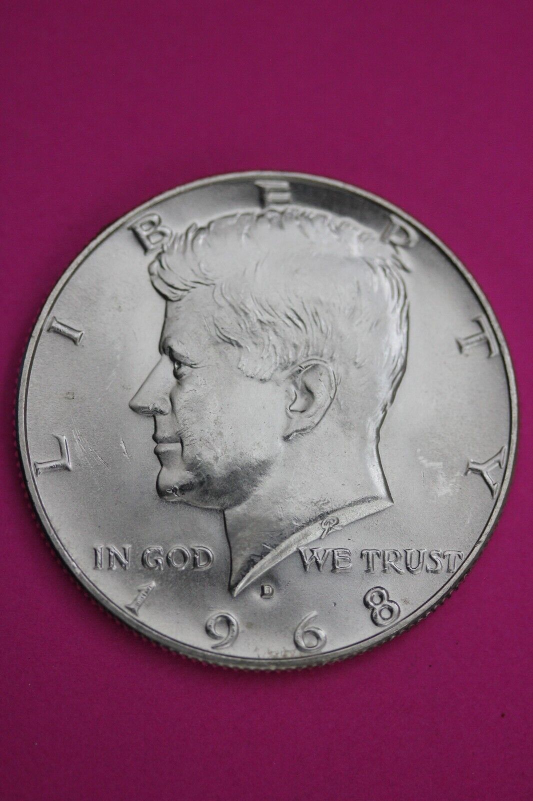 Gem BU 1968 D John F Kennedy Half Dollar 40% Silver Same Coin In Pics TOM 13