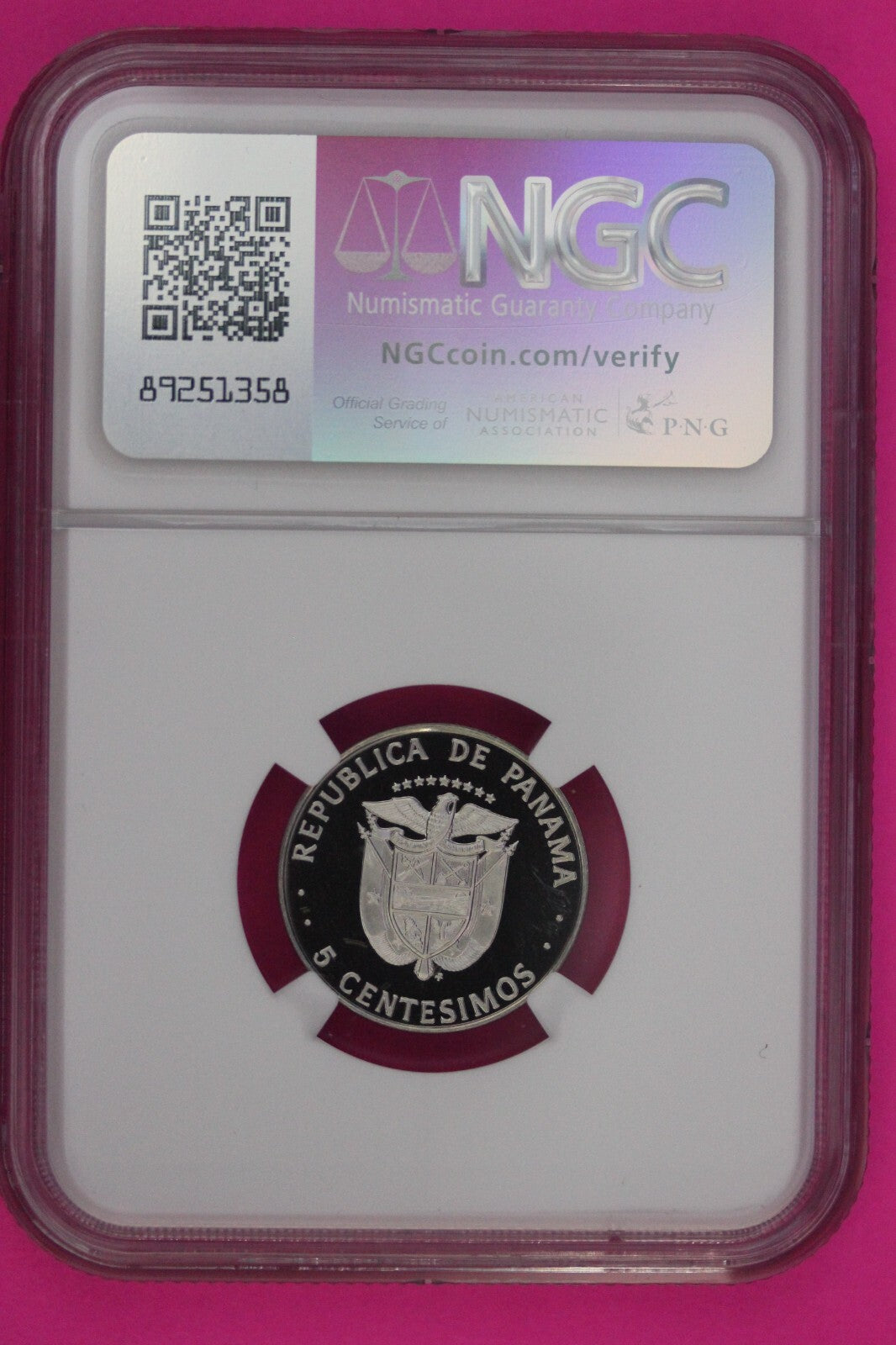 1980 Panama PF 69 Ultra Cameo Proof 5 Centesimos NGC Certified Graded Slab 794