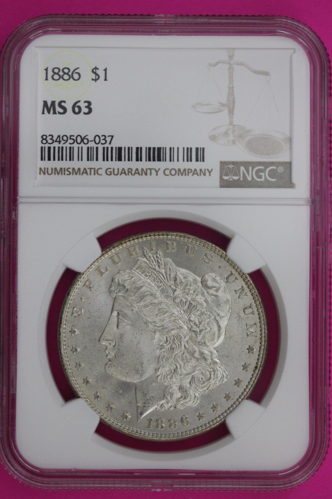 1886 P MS 63 Liberty Morgan Silver Dollar NGC Certified Graded Authentic 275