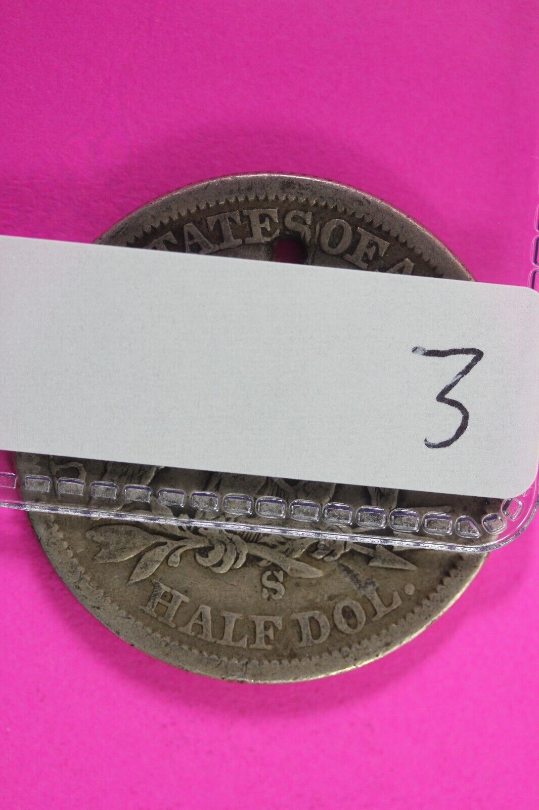 1860 S Seated Liberty Half Dollar Silver Holed Key Date Exact Coin In Pics 03